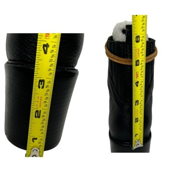 Marc Fisher Black Denise Leather Sheep Fur Combat Moto Ankle Boots Size 7.5M - Picture 11 of 16